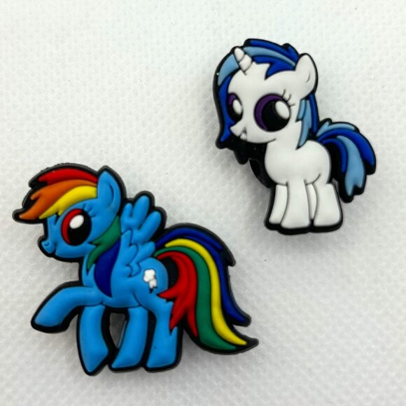 BOGO! Crocs Style Shoe Charms Jibbitz My Little Pony Rainbow Dash Rarity 2pc NEW - Picture 1 of 4